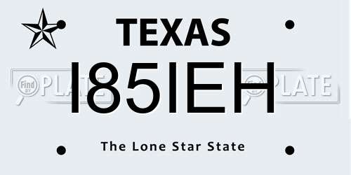 I85IEH Texas License Plate