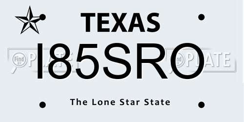 I85SRO Texas License Plate