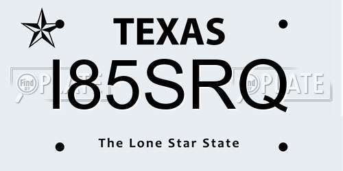 I85SRQ Texas License Plate