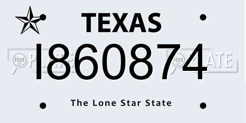 I860874 Texas License Plate