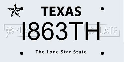 I863TH Texas License Plate