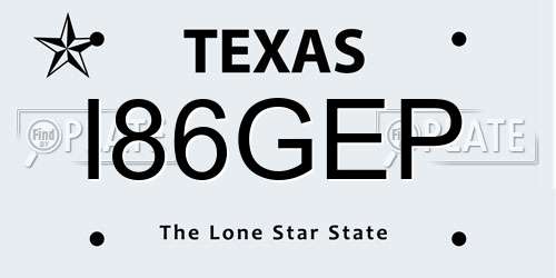 I86GEP Texas License Plate