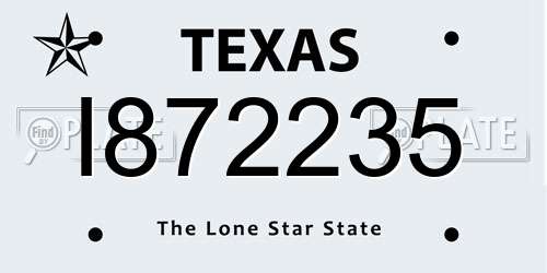 I872235 Texas License Plate