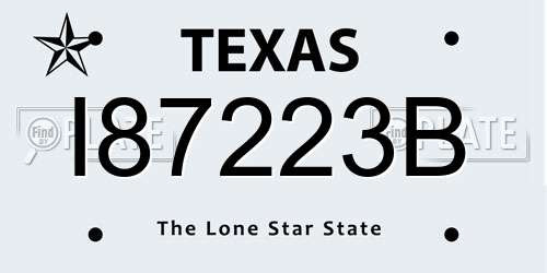 I87223B Texas License Plate