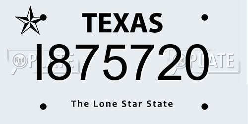 I875720 Texas License Plate