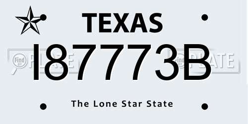 I87773B Texas License Plate