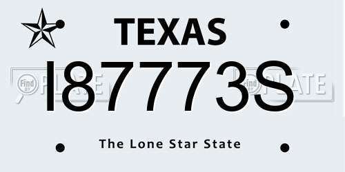 I87773S Texas License Plate
