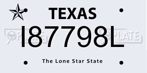 I87798L Texas License Plate
