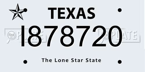 I878720 Texas License Plate