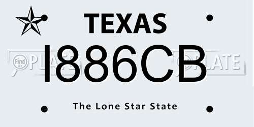 I886CB Texas License Plate