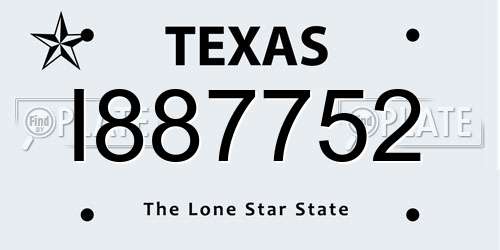 I887752 Texas License Plate