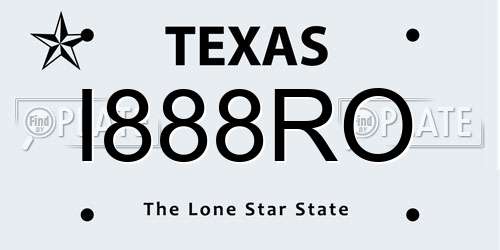 I888RO Texas License Plate