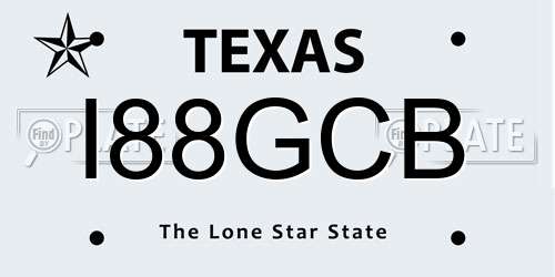 I88GCB Texas License Plate