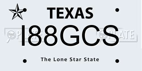 I88GCS Texas License Plate