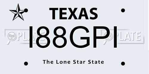 I88GPI Texas License Plate