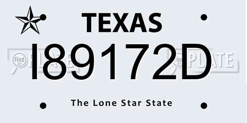 I89172D Texas License Plate
