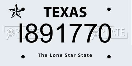 I891770 Texas License Plate