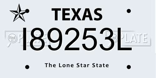 I89253L Texas License Plate