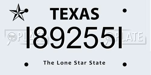 I89255I Texas License Plate