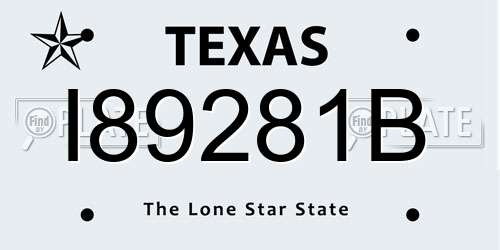 I89281B Texas License Plate