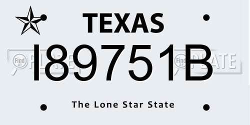 I89751B Texas License Plate