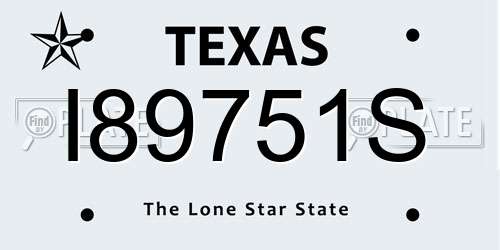 I89751S Texas License Plate