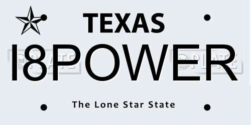 I8POWER Texas License Plate