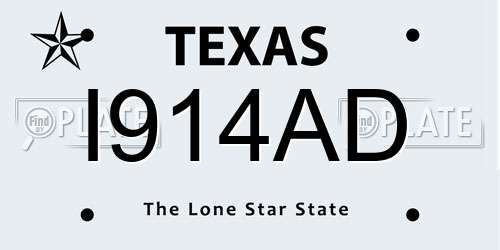 I914AD Texas License Plate