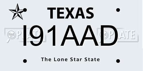 I91AAD Texas License Plate