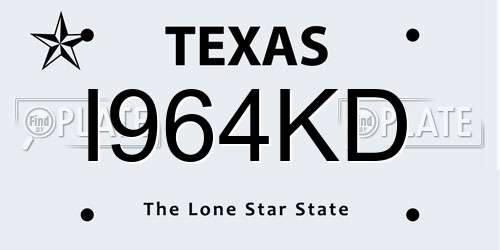 I964KD Texas License Plate
