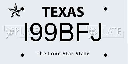 I99BFJ Texas License Plate