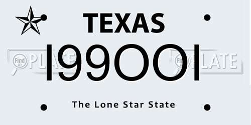 I99OOI Texas License Plate