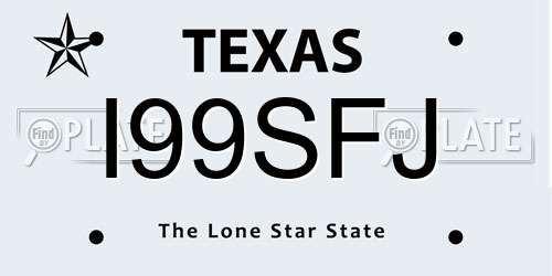 I99SFJ Texas License Plate