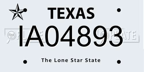 IA04893 Texas License Plate