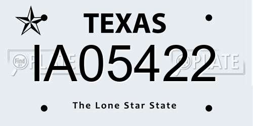 IA05422 Texas License Plate