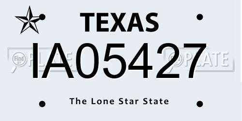 IA05427 Texas License Plate