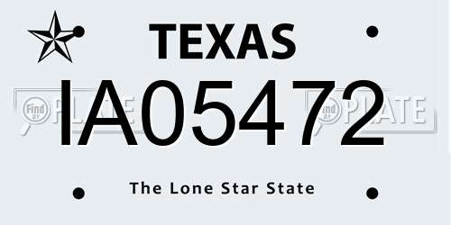 IA05472 Texas License Plate