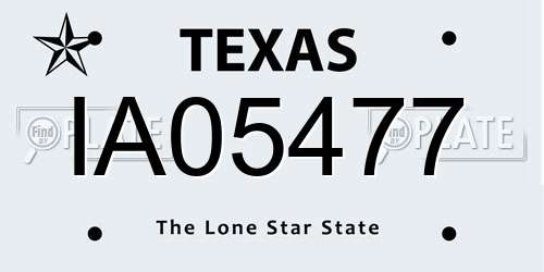 IA05477 Texas License Plate