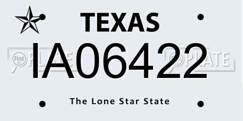 IA06422 Texas License Plate