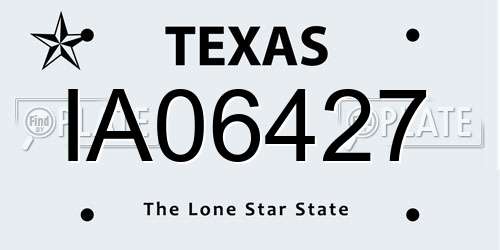 IA06427 Texas License Plate