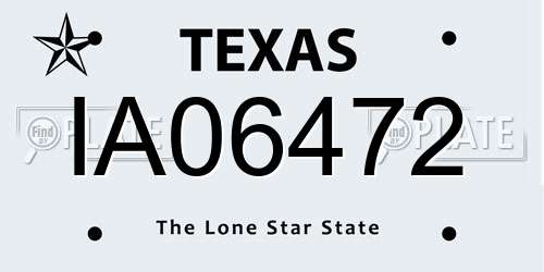 IA06472 Texas License Plate