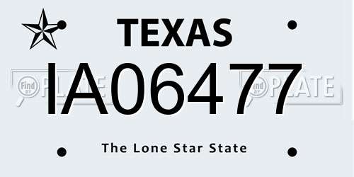 IA06477 Texas License Plate