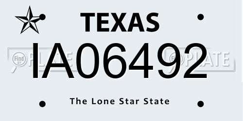 IA06492 Texas License Plate
