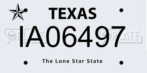 IA06497 Texas License Plate