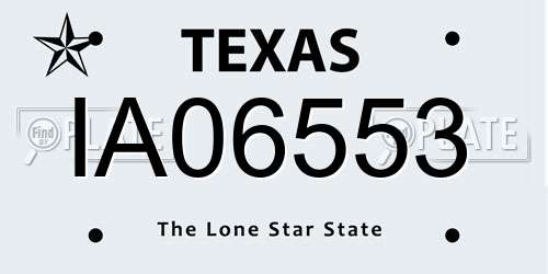 IA06553 Texas License Plate