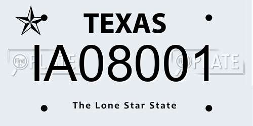 IA08001 Texas License Plate