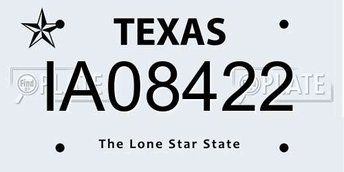 IA08422 Texas License Plate