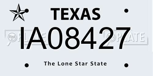 IA08427 Texas License Plate