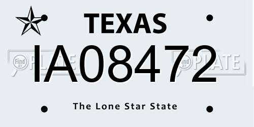 IA08472 Texas License Plate