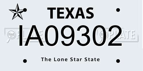 IA09302 Texas License Plate